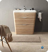 Fresca FCB8532WK-I Fresca Milano 32" White Oak Modern Bathroom Cabinet w/ Integrated Sink