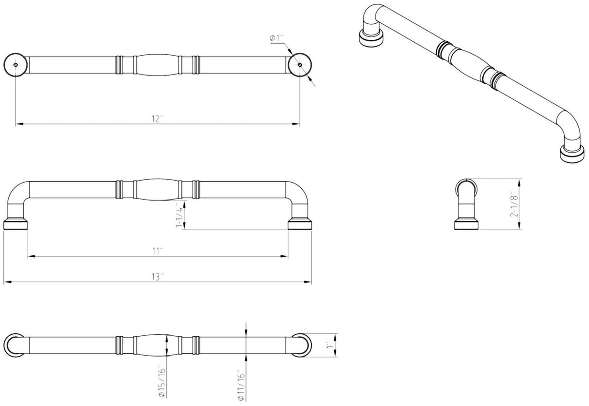 Jeffrey Alexander Z290-12ABSB 12" Center-to-Center Antique Brushed Satin Brass Durham Appliance Handle