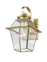 Livex Lighting 2181-02 Outdoor Wall Lantern with Clear Beveled Glass Shades, Polished Brass