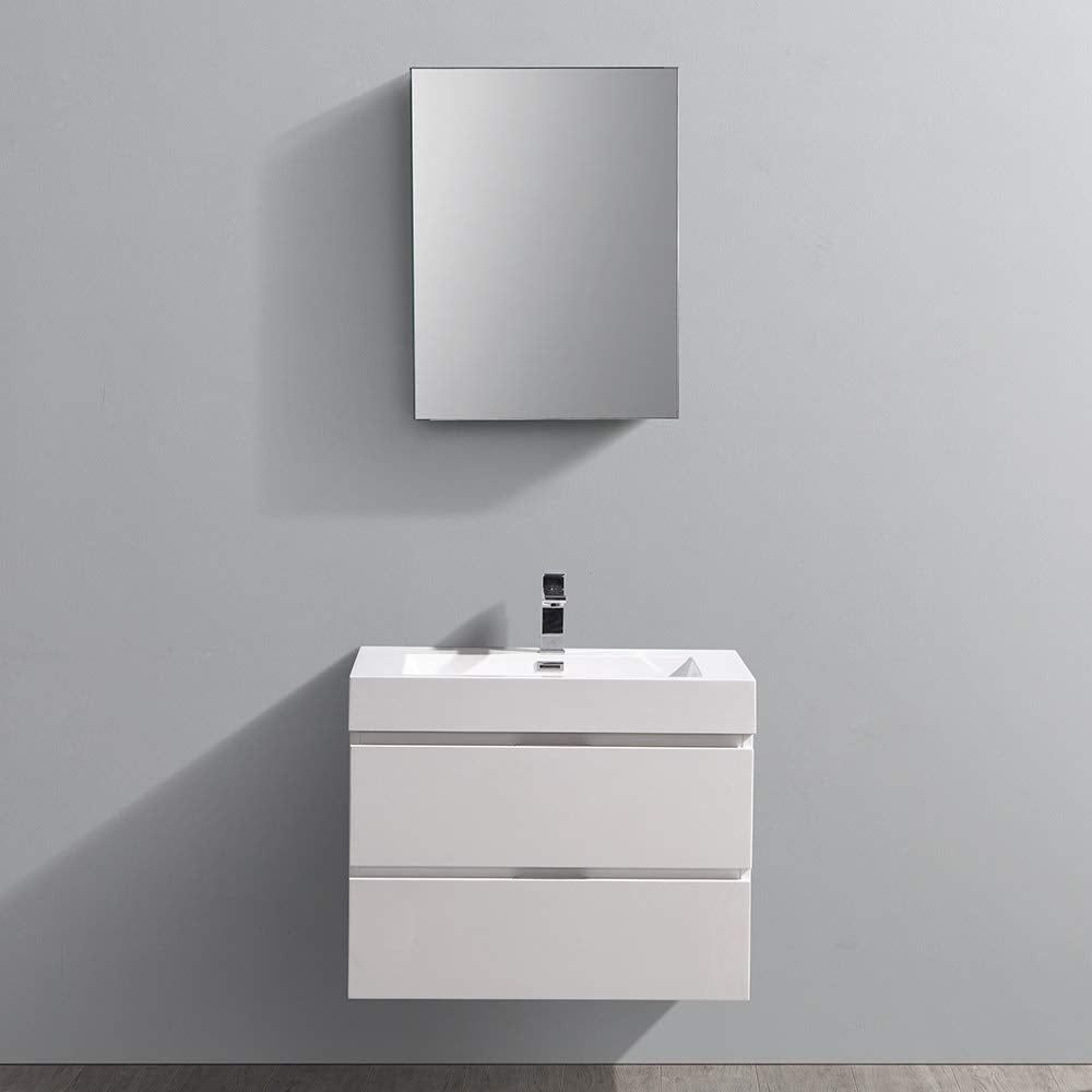 Fresca FVN8330GG Fresca Valencia 30" Dark Slate Gray Wall Hung Modern Bathroom Vanity w/ Medicine Cabinet