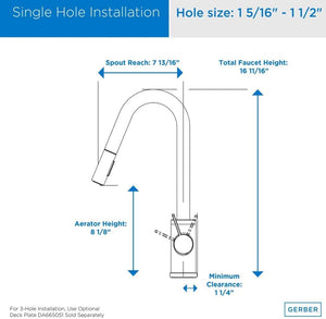 Gerber D457230BS Satin Black Amalfi Single Handle Pull-down Kitchen Faucet