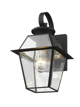 Livex Lighting 2181-04 Westover 1 Light Outdoor Black Finish Solid Brass Wall Lantern with Clear Beveled Glass, 12" x 8" x 14"