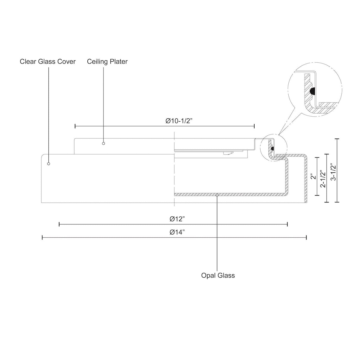 Kuzco FM48614 ASTON 14" FM Clear 120V ELV LED 3000K 90CRI 26W