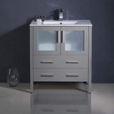 Fresca FCB6230GR-I Fresca Torino 30" Gray Modern Bathroom Cabinet w/ Integrated Sink