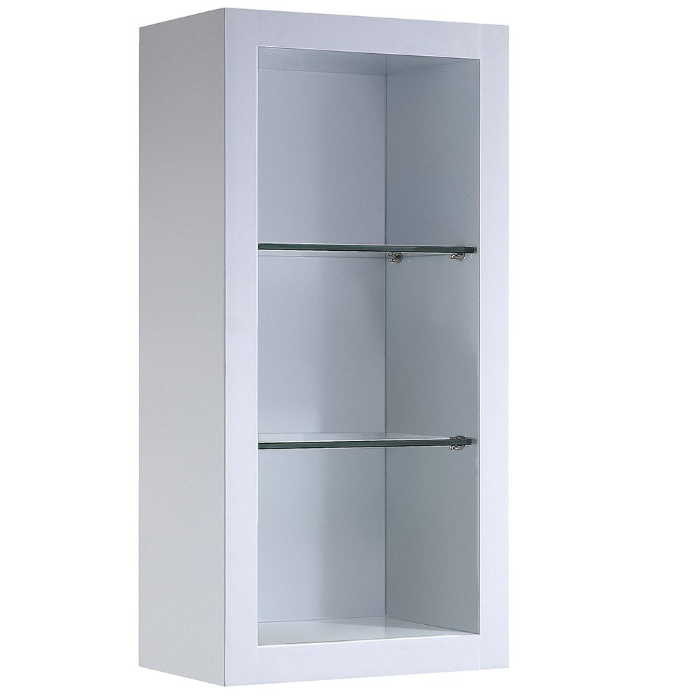 Fresca FST8130WH Fresca Allier White Bathroom Linen Side Cabinet w/ 2 Glass Shelves