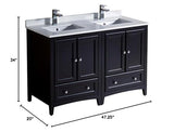 Fresca FCB20-2424ES Fresca Oxford 48" Espresso Traditional Double Sink Bathroom Cabinets