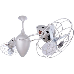 Matthews Fan AR-BN-MTL Ar Ruthiane 360° dual headed rotational ceiling fan in brushed nickel finish with metal blades.