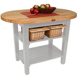 John Boos C-ELIP4830175-S-UG C-Elip Country-Style Elliptical Butcher Block Table - 48"W, 30"D, One Shelf, Gray Stained Base