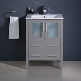 Fresca FCB6224GR-I Fresca Torino 24" Gray Modern Bathroom Cabinet w/ Integrated Sink