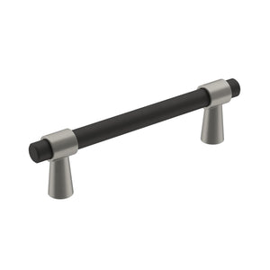 Amerock Cabinet Pull Matte Black/Satin Nickel 3-3/4 inch (96 mm) Center-to-Center Mergence 1 Pack Drawer Pull Cabinet Handle Cabinet Hardware