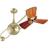 Matthews Fan B2K-PB-WD Brisa 360° counterweight rotational ceiling fan in Polished Brass finish with solid sustainable mahogany wood blades.