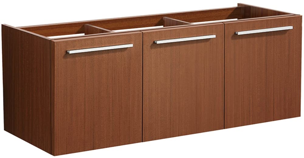 Fresca FCB8092TK-D Fresca Vista 48" Teak Wall Hung Double Sink Modern Bathroom Cabinet