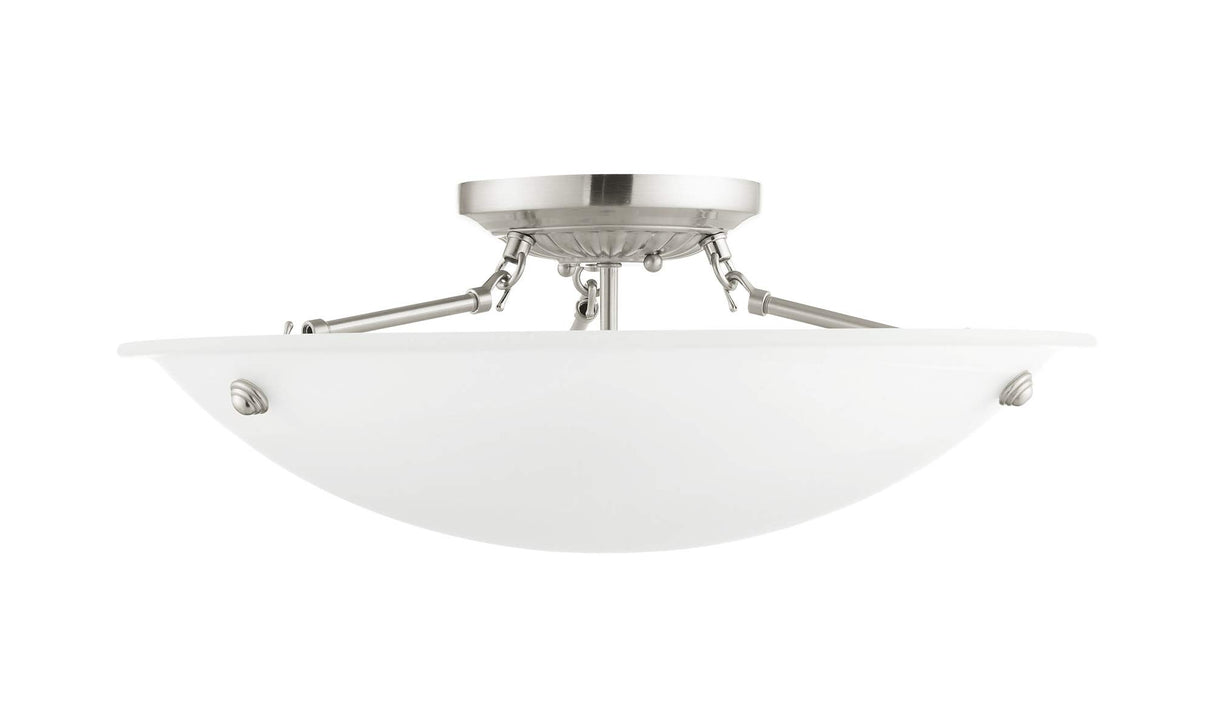 Livex Lighting 4274-02 Flush Mount with White Alabaster Glass Shades, Polished Brass