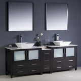 Fresca FVN62-361236GR-VSL Fresca Torino 84" Gray Modern Double Sink Bathroom Vanity w/ Side Cabinet & Vessel Sinks