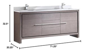 Fresca FCB8172GO Fresca Allier 72" Gray Oak Modern Double Sink Bathroom Cabinet