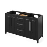 Jeffrey Alexander VKITCAD60BKCQR 60" Black Cade Vanity, double bowl, Calacatta Vienna Quartz Vanity Top, two undermount rectangle bowls