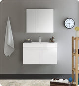 Fresca FVN8090WH Fresca Vista 36" White Modern Bathroom Vanity w/ Medicine Cabinet