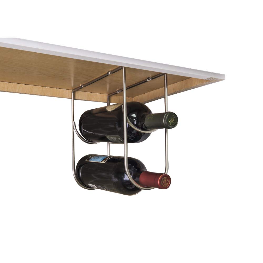 Hardware Resources WBH-SN-R Satin Nickel Under Cabinet Wine Bottle Rack