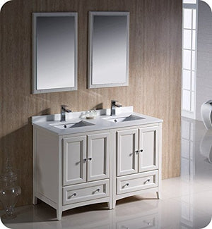 Fresca FVN20-2424AW Fresca Oxford 48" Antique White Traditional Double Sink Bathroom Vanity