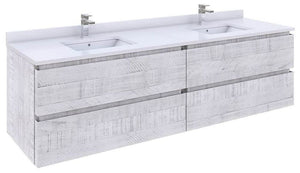 Fresca FCB31-3636RWH Fresca Formosa 70" Wall Hung Double Sink Modern Bathroom Cabinet in Rustic White