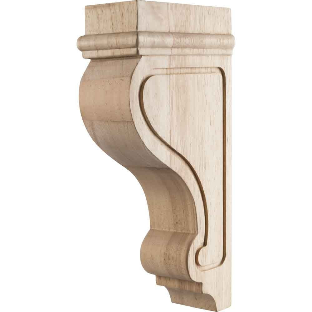 Hardware Resources COR26-3RW 4" W x 9-3/4" D x 16" H Rubberwood Arts & Crafts Corbel