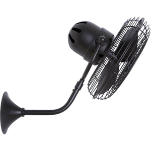 Matthews Fan MP-BK-MTL Michelle Parede vintage style wall fan in matte black finish.