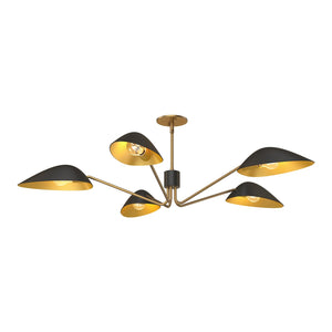Alora PD550545MBAG OSCAR 46" PD MATTE BLACK AGED GOLD ROD 46 5X60W E26