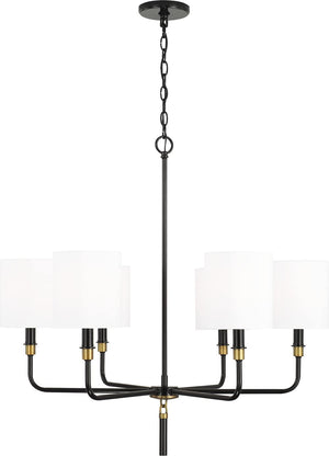 Capital Lighting 441961YA-702 Beckham 6 Light Chandelier Glossy Black and Aged Brass