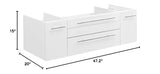 Fresca FCB6148WH-VSL Fresca Lucera 48" White Wall Hung Vessel Sink Modern Bathroom Cabinet