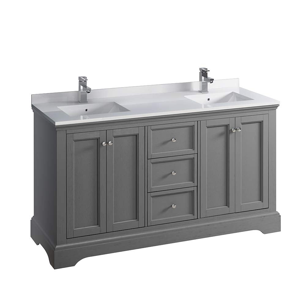 Fresca FCB2460GRV-CWH-U Double Sink Cabinet with Sinks