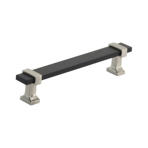 Amerock Cabinet Pull Brushed Matte Black/Satin Nickel 5-1/16 inch (128 mm) Center to Center Overton 1 Pack Drawer Pull Drawer Handle Cabinet Hardware