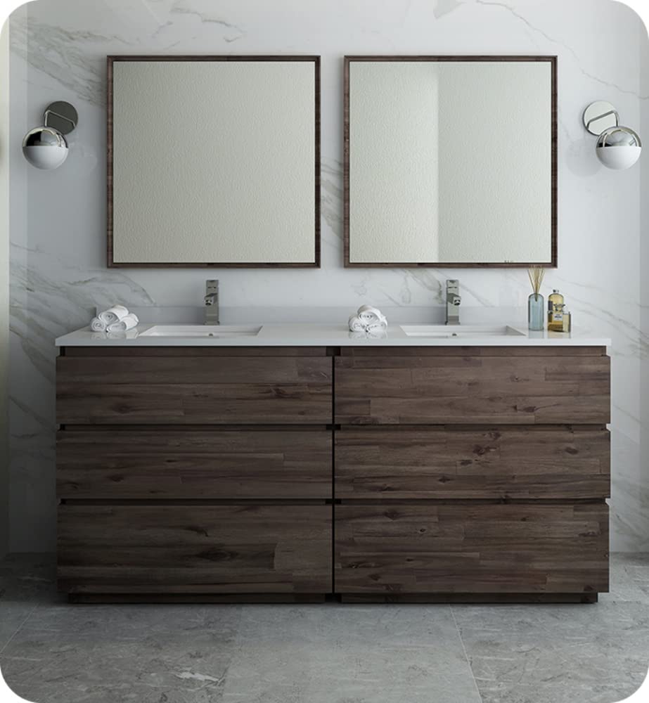 Fresca FVN31-3636ACA-FC Fresca Formosa 72" Floor Standing Double Sink Modern Bathroom Vanity w/ Mirrors