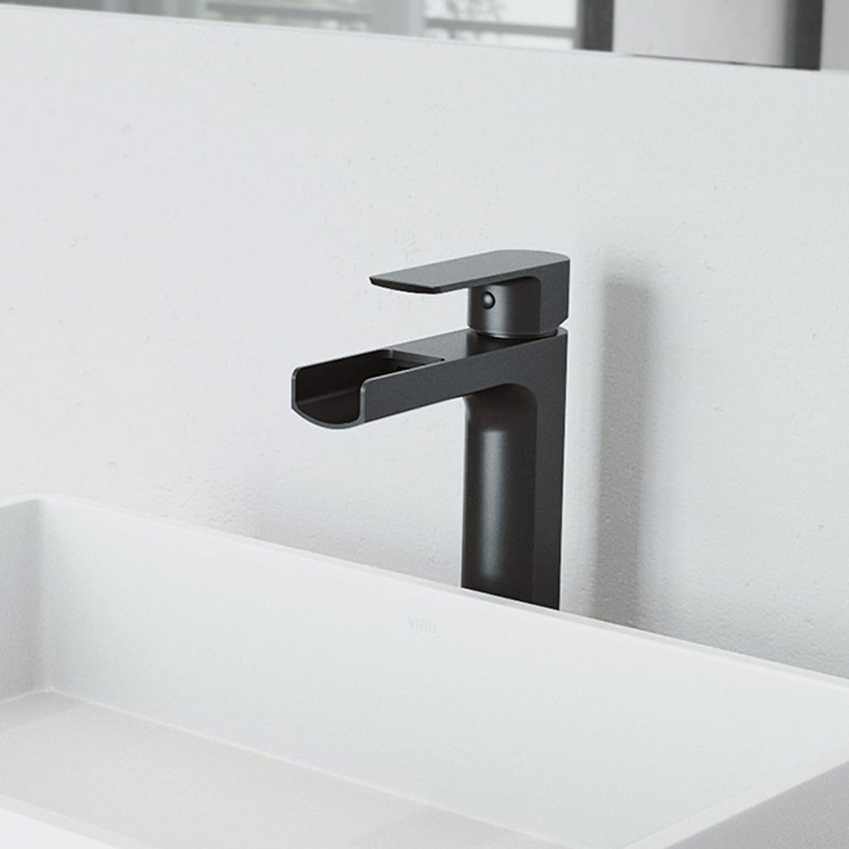 VIGO Amada 10.375 inch H Single Hole Single Handle Bathroom Faucet in Matte Black - Vessel Sink Faucet VG03026MB