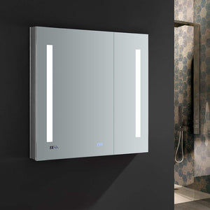 Fresca FMC013030 Fresca Tiempo 30" Wide x 30" Tall Bathroom Medicine Cabinet w/ LED Lighting & Defogger