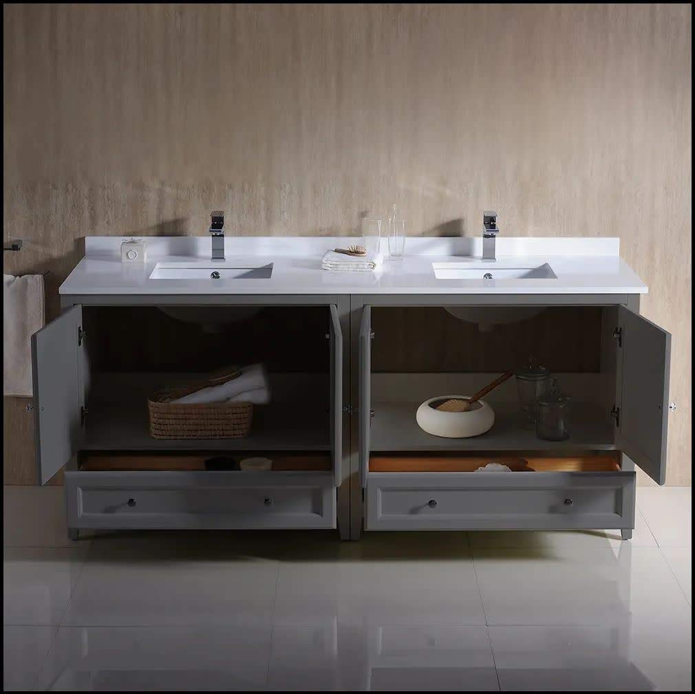 Fresca FCB20-3636GR-CWH-U Double Sink Cabinets with Sinks