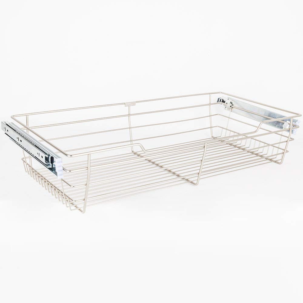 Hardware Resources POB1-14236SN Satin Nickel Closet Pullout Basket with Slides 14"D x 23"W x 6"H