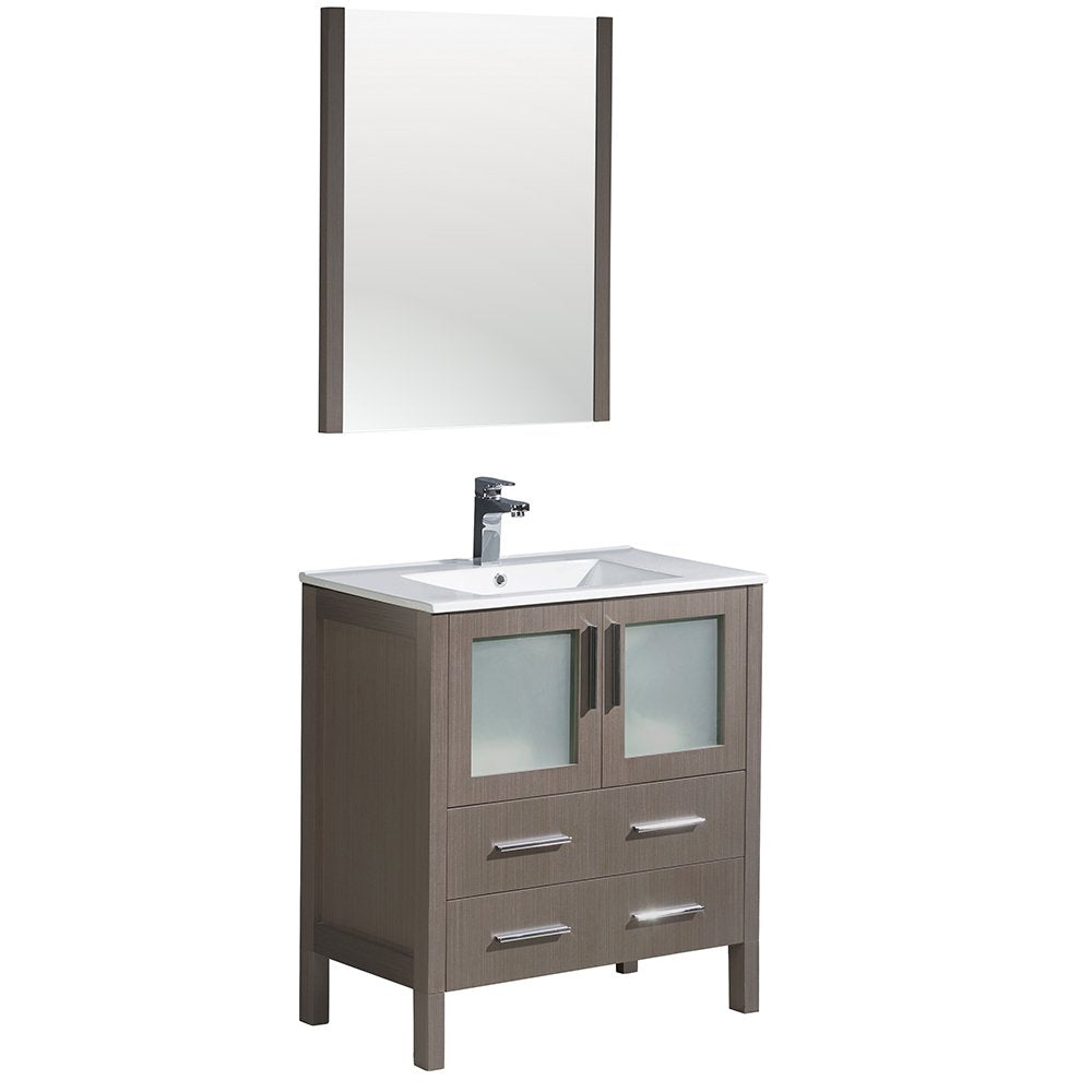 Fresca FVN6230GO-UNS Fresca Torino 30" Gray Oak Modern Bathroom Vanity w/ Integrated Sink