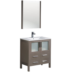 Fresca FVN6230GO-UNS Fresca Torino 30" Gray Oak Modern Bathroom Vanity w/ Integrated Sink