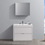 Fresca FVN8442WH Fresca Valencia 40" Glossy White Free Standing Modern Bathroom Vanity w/ Medicine Cabinet