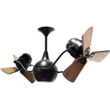 Matthews Fan VB-BK-WD Vent-Bettina 360° dual headed rotational ceiling fan in Matte Black finish with solid sustainable mahogany wood blades.