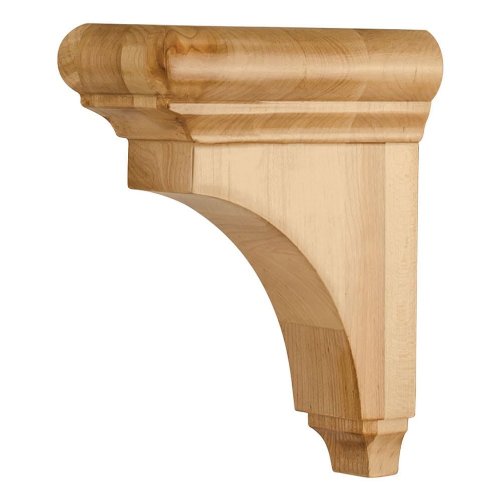 Hardware Resources COR38-1-RW 3" W x 6-1/2" D x 8" H Rubberwood Bullnose Cap Corbel