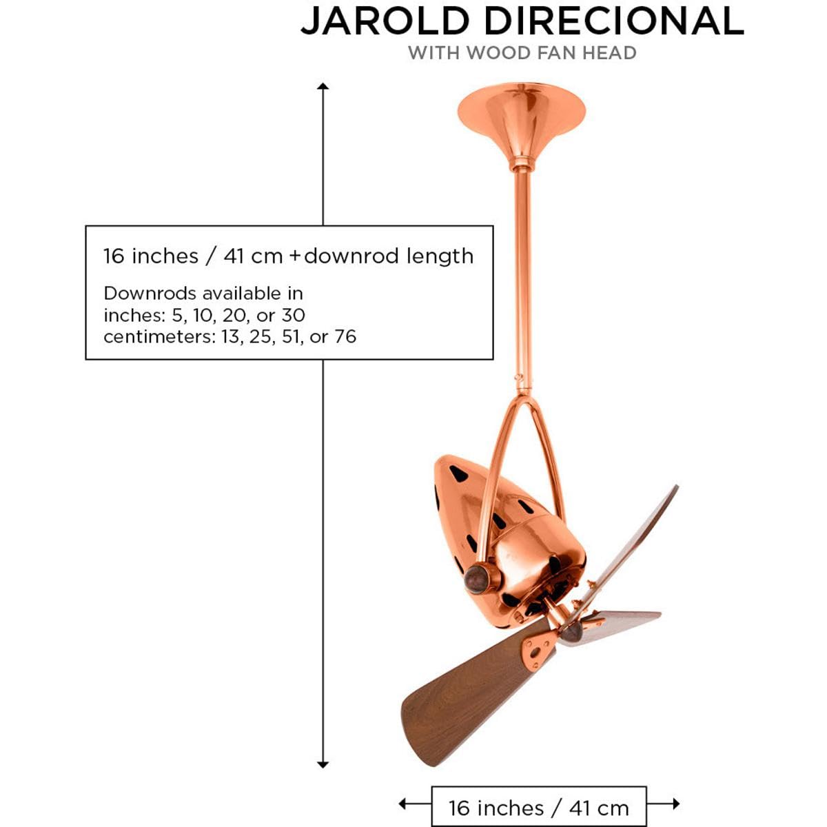 Matthews Fan JD-BZZT-WD Jarold Direcional ceiling fan in Bronzette finish with solid sustainable mahogany wood blades.