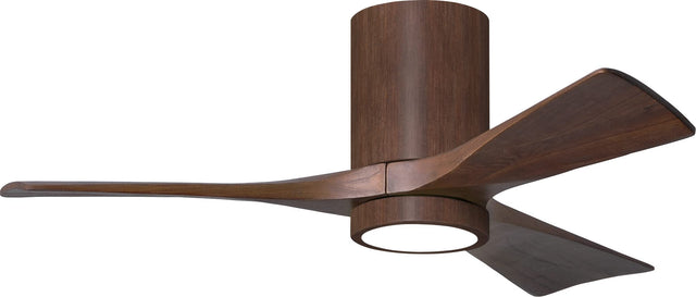 Matthews Fan IR3HLK-WN-WA-42 Irene-3HLK three-blade flush mount paddle fan in Walnut finish with 42” solid walnut tone blades and integrated LED light kit.