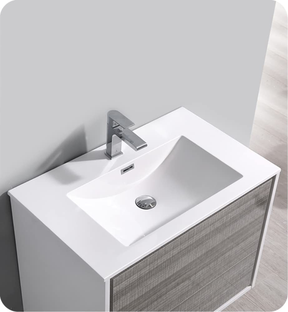 Fresca FVN9236HA Fresca Catania 36" Glossy Ash Gray Wall Hung Modern Bathroom Vanity w/ Medicine Cabinet