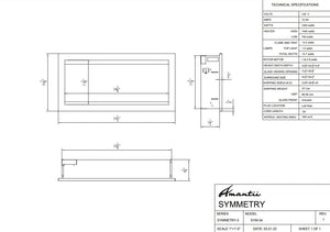 Amantii SYM-34 Symmetry Smart Electric  34" Indoor / Outdoor WiFi Enabled Built In Fireplace, Featuring a MultiFunction Remote Control , Multi Speed Flame Motor and a 10 piece Birch Log Set