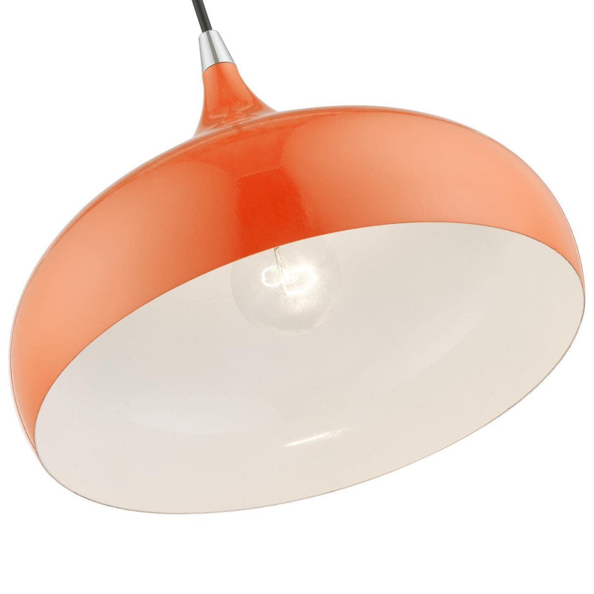 Livex Lighting 41172-77 Amador Pendant Shiny Orange with Polished Chrome Accents