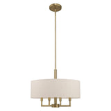 Livex Lighting 42604-92 Meridian - Four Light Chandelier, English Bronze Finish with Oatmeal Fabric Shade