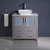 Fresca FCB6230ES-CWH-V Fresca Torino 30" Espresso Modern Bathroom Cabinet w/ Top & Vessel Sink