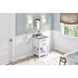 Jeffrey Alexander VKITWAV24WHSGR 24" White Wavecrest Vanity, Steel Grey Cultured Marble Vanity Top, undermount rectangle bowl