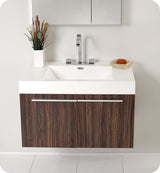 Fresca FCB8090GW-I Fresca Vista 36" Walnut Modern Bathroom Cabinet w/ Integrated Sink